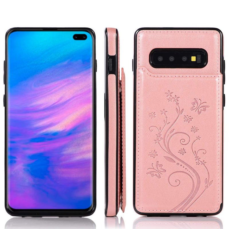 Asuwish Phone Case for Samsung Galaxy S10 Plus with Tempered Glass Screen Protector and Card Holder Wallet Cover Stand Flip Leather Cell Accessories Glaxay S10+ 10S S 10 10plus S10plus Cases Women Rose Gold - Image 4